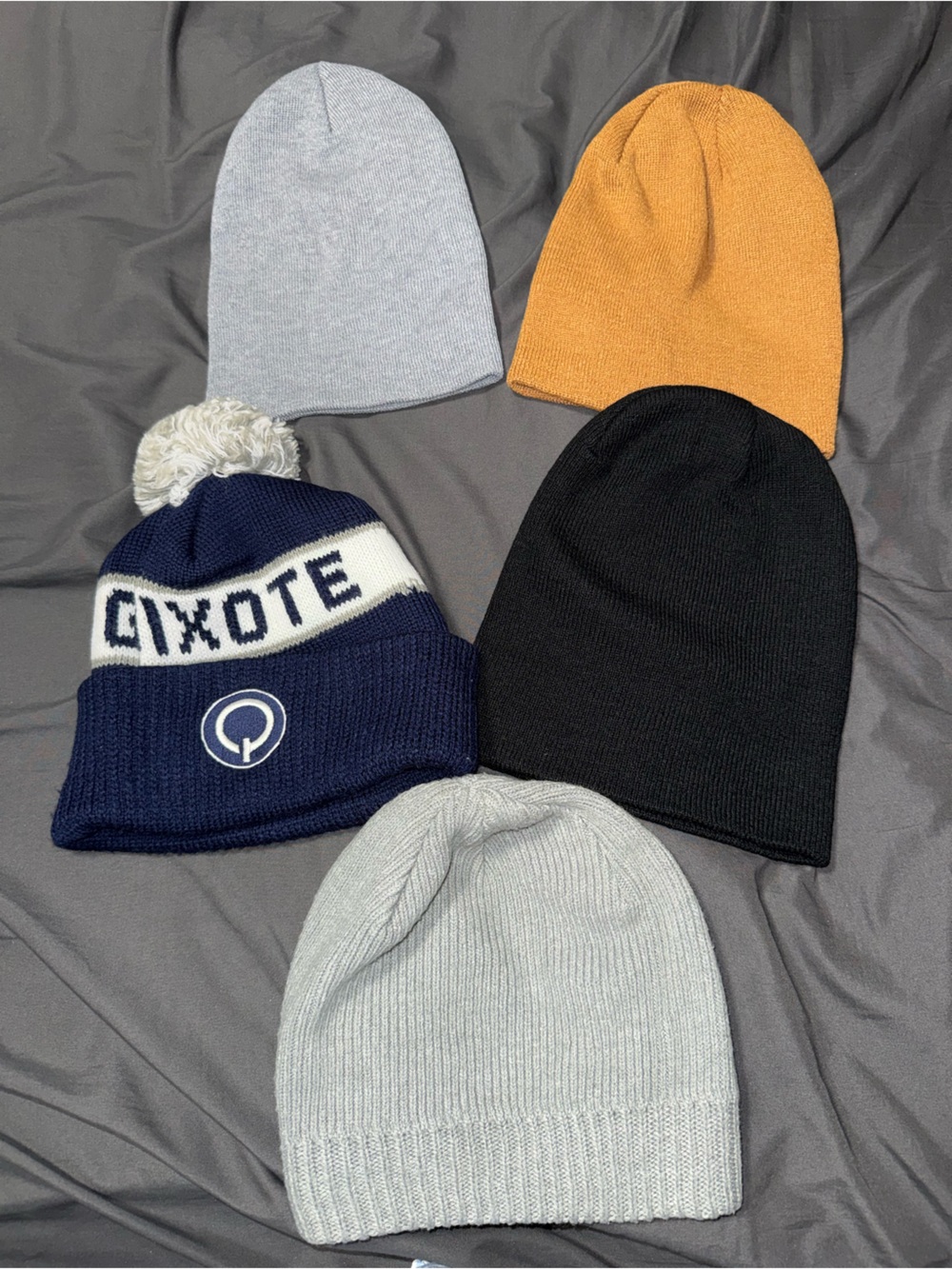 Kids Navy and White Pom Beanie with Logo -